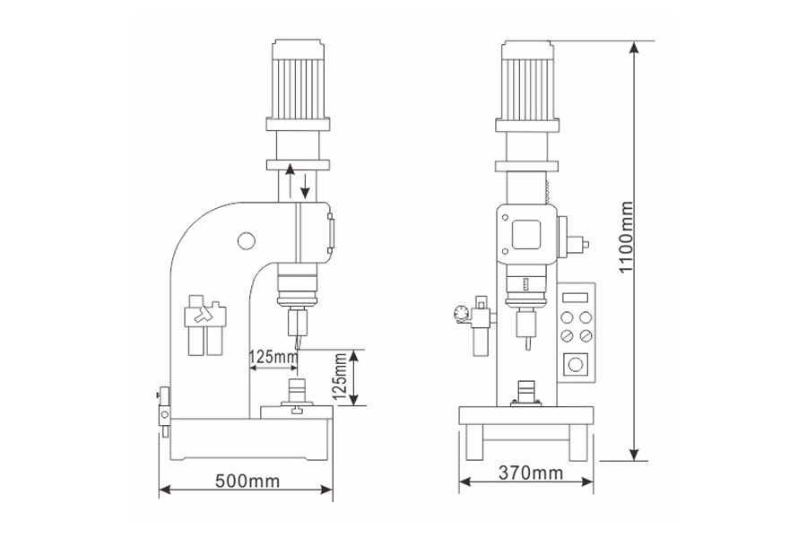 經(jīng)濟型氣動鉚接機結(jié)構(gòu)尺寸圖