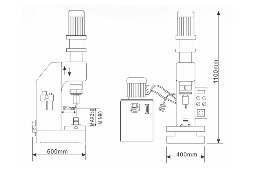 臺式液壓鉚接機(jī)結(jié)構(gòu)尺寸圖